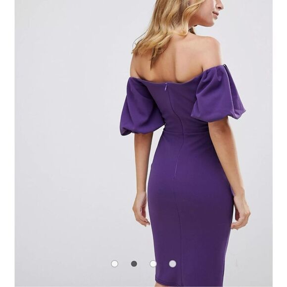 John Zack Petite Bardot Mini Dress With Exaggerated Sleeves - Picture 1 of 7